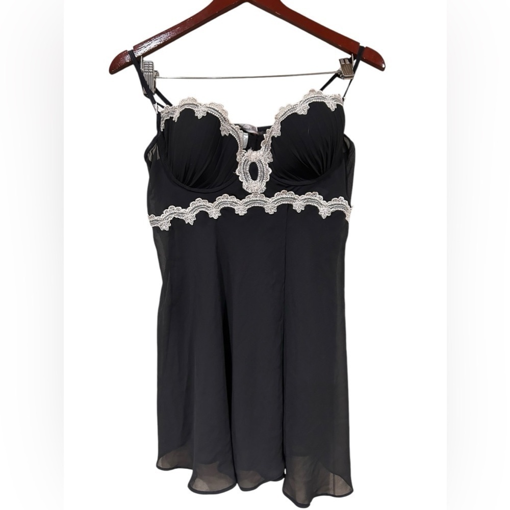 Linea Donatella Slip Dress Vintage Black & White Whimsygoth Fairycore 90s Y2K L